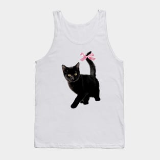 Cat with bow, coquette clothing, 90s Style T-Shirt, Pinterest Aesthetic Clothing, Cat lover Tank Top